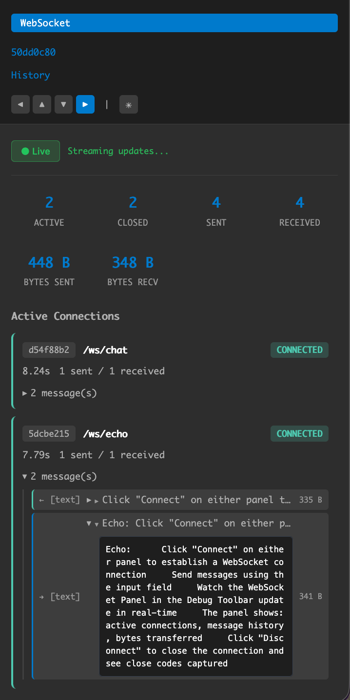 WebSocket Panel